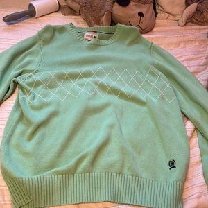 Vintage Mens Crest by Tommy Hilfiger Light Green Crewneck Sweater
